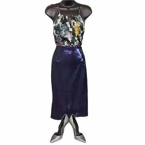 NWT Navy Blue Sequin pencil skirt